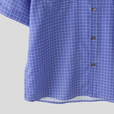 Wiaofellas  -  Men Plaid Shirt Lapel Short Sleeve Loose Casual Men Clothing Summer Korean Style Pockets Fashion Leisure Male Tops
