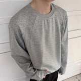 Wiaofellas  -  Men's Solid Color Stitching Long-Sleeved Sweatshirt American Retro Fashion Trend Street Casual Loose Breathable Niche Men's Tops