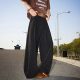 WIAOFELLAS  -  Pleated Design Men's Suit Pants Solid Color Drape Wide Leg New Trend Machete Pants Summer Straight Male Bottom
