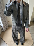 WIAOFELLAS  -  American Retro Plaid Collar Jaet Men's ort Sle Haome High-End Feel Cleanfit Outerwear Autumn Faion Brand Yulin