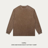 WIAOFELLAS  -  Vintage Men's Long Sleeved T-shirt Washed Loose Men's Autumn Pullover Outfit Unisex Pure Cotton 230g High Street Trendy T-shirt