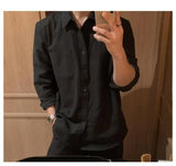 WIAOFELLAS  -  Large size men's long-sleeved shirt men's spring and summer Korean style high-end casual shirt design niche jacket