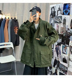 Wiaofellas  -  Hong Kong Style Retro Trendy Brand Men Spring and Autumn Multi-pocket Loose Versatile Trendy Functional Style Baseball Jacket