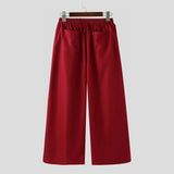 WIAOFELLAS  -  Men Wide Leg Pants Solid Color Joggers Loose Elastic Waist Trousers Men Streetwear Fashion Casual Long Pants S-5XL