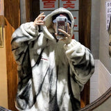 WIAOFELLAS  -  Winter thickened cotton coat men's velvet hooded cotton coat Korean style loose lamb wool cotton jacket trendy