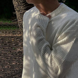WIAOFELLAS  -  Simple Winter Men's Sweater Round Collar Casual Solid Color Top Thick Loose Knitting Pullover Male Knits Korean