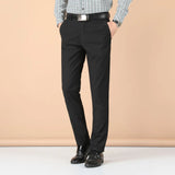 WIAOFELLAS  -  Men Formal Dress Pants Straight Slim Fit Business Casual Trousers Black Navy Blue Multiple