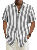 Wiaofellas  -  Striped solid color decorative short sleeved polo shirt for home and outdoor leisure breathable polo shirt for men's clothing