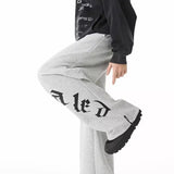 Wiaofellas  -  Autumn Men's Goth Letter Printed Baggy Straight Leg Trousers Hip Hop Fashion Cotton Sports Pants Y2K Vintage Pantalones Hombre