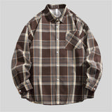 WIAOFELLAS  -  Spring Autumn Long Sleeve Casual Shirts Men American Style Checkered Shirt Mens Loose High Quality Vintage Tops Coat Male Couple