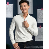 WIAOFELLAS  -  Autumn and Winter Hot Men's Stand-up Collar Zipper Long-sleeved Sweater New Slim Pullover Base Sweater Outer Top