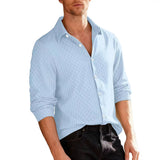 2025 New Jacquard Long Sleeve Button Cardigan Jacket Men's Solid Color Casual Sports Loose Men's Shirt