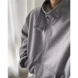 Wiaofellas -  Stand Collar Sweatshirt Set Men Sports Cardigan Jacket and Jogging Wide Leg Pants Loose Sports 2-piece Sets Unisex Tracksuits