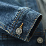 WIAOFELLAS  -  Vintage do old locomotive American tooling stand collar all loose denim jacket heavy wash craft coat male fashion