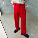 WIAOFELLAS  -  Red Suit Pants Men Fashion Social Mens Dress Pants Korean Loose Straight Wide Leg Pants Mens Oversized Formal Trousers M-XL
