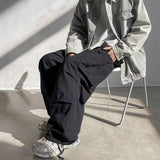 Wiaofellas  -  Y2K Patchwork Pockets Straight Pants Mens Streetwear Spring Summer Fashion Solid Color Cargo Pants For Men Vintage Loose Pants