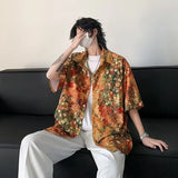 WIAOFELLAS  -  Japanese retro 100 match plankton handsome shirt men's summer cardigan loose drop feeling trend lapel half sleeve clothes tide