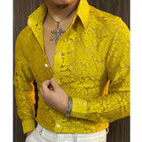 Wiaofellas  -  Men's Slim Fit Shirt Spring Transparent Long Sleeved Shirt Men Nightclub Sexy Casual Social Party Shirt