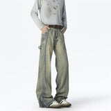 WIAOFELLAS  -  American Retro Wide-leg Jeans for Men New Style High Street Washed Denim Fabric Pants Youth Casual Loose Baggy Jeans Trousers