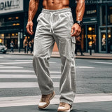 WIAOFELLAS  -  Loose Warm Fashion Cargo Straight Pants Autumn and Winter New High-quality Corduroy Men's Casual Pants Fitness Running Pants Gym