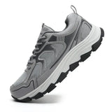 WIAOFELLAS  -  Large Size Mesh Surface Breathable Solid Color Outdoor Series Grip Wear-resistant Men's Lace-up Soft Sole Casual Hiking Shoes