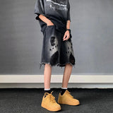 WIAOFELLAS  -  Ripped Casual Denim Y2k Shorts Men'S New Summer Thin American Trend Fashion Mid-Pants High Street Loose Five-Point Pants