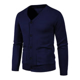 WIAOFELLAS  -  Men's V-ne Knitted Cardigan Sweater Autumn Faion Slim Fit Long Sve Busin Casual Sle Breathable Skin-friendly Soli...