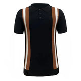 WIAOFELLAS  -  Contrast Striped Casual Knitted Short-Sleeved Polo Shirt New Business Comfortable Retro Versatile Shirt For Men