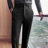 WIAOFELLAS  -  High Quality Men's Autumn Winter Suit Pants Business Casual Slim Fit Full Length Suit Pant Male High Waist Fashion Trousers