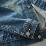 WIAOFELLAS  -  Vintage do old locomotive American tooling stand collar all loose denim jacket heavy wash craft coat male fashion