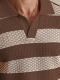 WIAOFELLAS  -  Daily Casual Mens Knitted Polo Shirts Summer Fashion Striped Contrast Color Knit Pullovers Men Stylish Turn-down Collar Top