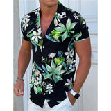 WIAOFELLAS  -  Men's Summer ort Sve irt Digital Print Loose Fit Polyester Fiber Briti Sle Collar Open Cardigan Youth Faion