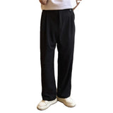 Wiaofellas  -  Khaki Black Suit Pants Men Fashion Social Mens Dress Pants Korean Loose Straight Wide Leg Pants Mens Office Formal Trousers