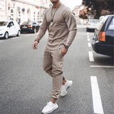 WIAOFELLAS  -  Long Sve Two-Piece Suit for Men Casual Sportswear Spring Season Outerwear Long Pants No Brand Registered Trademark