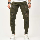 WIAOFELLAS  -  Daily Simple Pencil Pants Men Tight Fit Hole Jeans Spring Summer Fashion Vintage Skinny Stretch Denim Trousers Streetwear