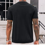 WIAOFELLAS  -  Summer New Men's Luxury Striped Knit Polo Shirt Short Sleeve Leisure Tees Shirts Button Retro Fashion Knitwear Man Clothing
