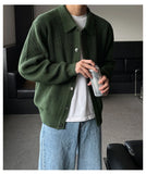 WIAOFELLAS  -  Autumn and Winter Thick Sweater Jacket Men's Solid Color Loose and Handsome Knitted Cardigan Casual Neutral Style