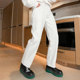 WIAOFELLAS  -  Fashion Men's Black White Jeans New Spring Casual Korean Straight Ankle Length Pants Tide Denim Trousers Tide 2Y2022