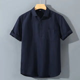 Wiaofellas  -  Japanese Retro Linen Square Neck Short-sleeve Men Shirt Summer Casual Thin Cardigan