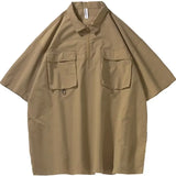 WIAOFELLAS  -  New Man Half Zip Lapel Short Sleeve Polo Shirt Japanese Retro Pocket Cargo Tee Shirts Y2K Streetwear Fashion polos homme