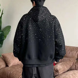 WIAOFELLAS  -  Niche Design Men's Hoodies Diamond Big Pcoket Zipper Contrast Color Casual Menswear Loose Hooded Male Sweatshirts