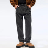 WIAOFELLAS  -  Men Loose Casual Fashion Retro Plus Size Wash Gray Black Denim Jeans Pants Cityboy Streetwear Straight Jeans Trousers 40 38