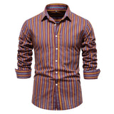 WIAOFELLAS  -  Autumn New Men's Versatile Fashion Stripe Long Sleeved Shirt