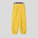 WIAOFELLAS  -  Men Pants Solid Color Elastic Waist Joggers Plush Fleece Trousers Men Streetwear Loose Fashion Casual Male Long Pants