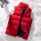 WIAOFELLAS  -  Corduroy Parkas Vest Men Stand Casual Keep Warm Loose Sleeveless Cotton Padded Harajuku Korean Style Teens Outwear All-match
