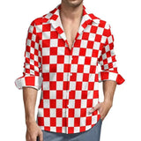 Wiaofellas  -  Men's Tropical Palm Print Long Sleeve Shirt Turn-Down Collar Slim Fit 4-Way Stretch Luxury Dress Shirt Casual Streetwear Tops