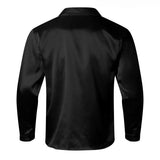 Wiaofellas  -  New Satin Smooth Men's Shirt, Fashion Business Casual Irregular V-neck Shirt, Comfortable Breathable Men's Shirt