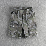 WIAOFELLAS  -  Heavy wash to do old camouflage cargo casual shorts men's American retro trend summer new loose straight pants