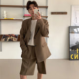 WIAOFELLAS  -  Brown Black Suit Jacket Men Fashion Social Mens Dress Jacket Korean Loose Casual Suit Jacket Mens Office Formal Jacket Coat