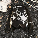 WIAOFELLAS  -  Y2K Mens Sweaters Knitting Long Sleeve Crew Neck Ripped Sweater Spring Autumn Men Streetwear Fashionable Knitted Jumper Tops